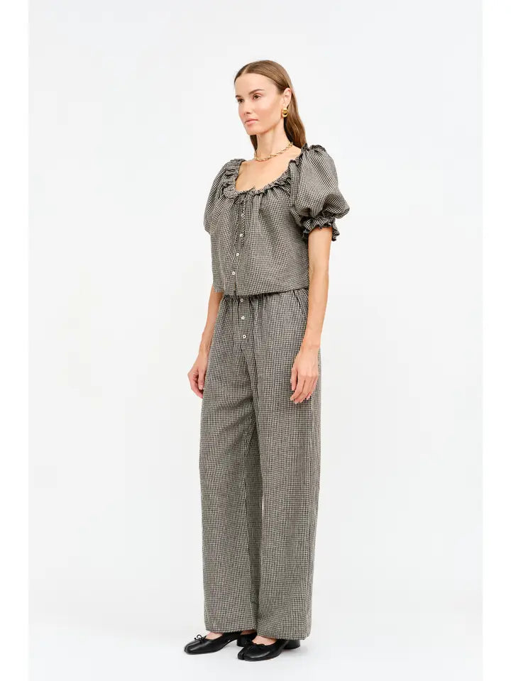 Matilda Gingham Pants - Taupe & Black