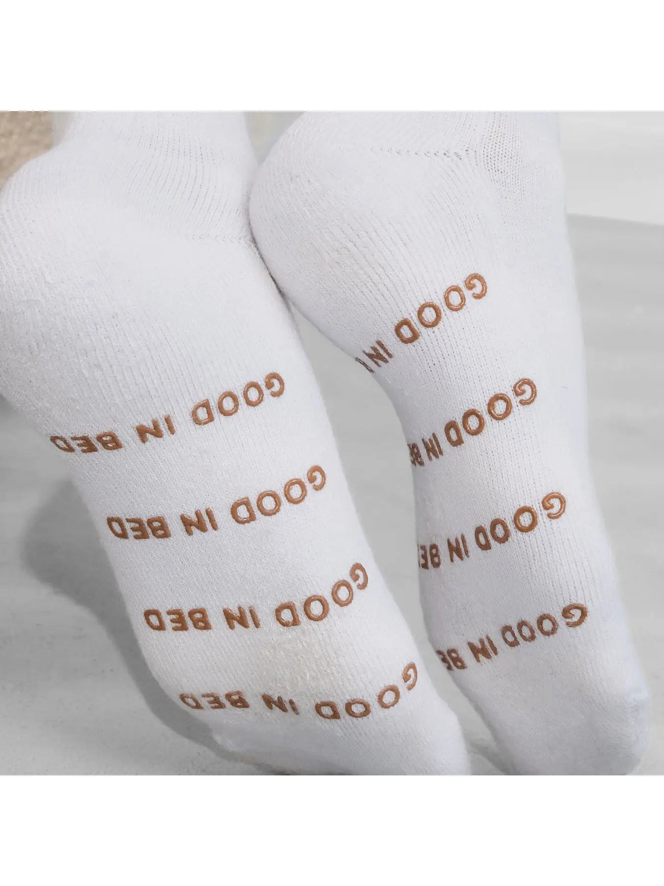 Lunya - Organic Cotton Crew Sock - Sincere White + Hushed Tan