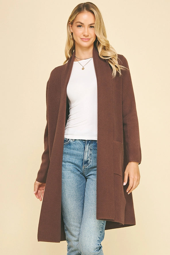 Open Knit Cardigan - Espresso