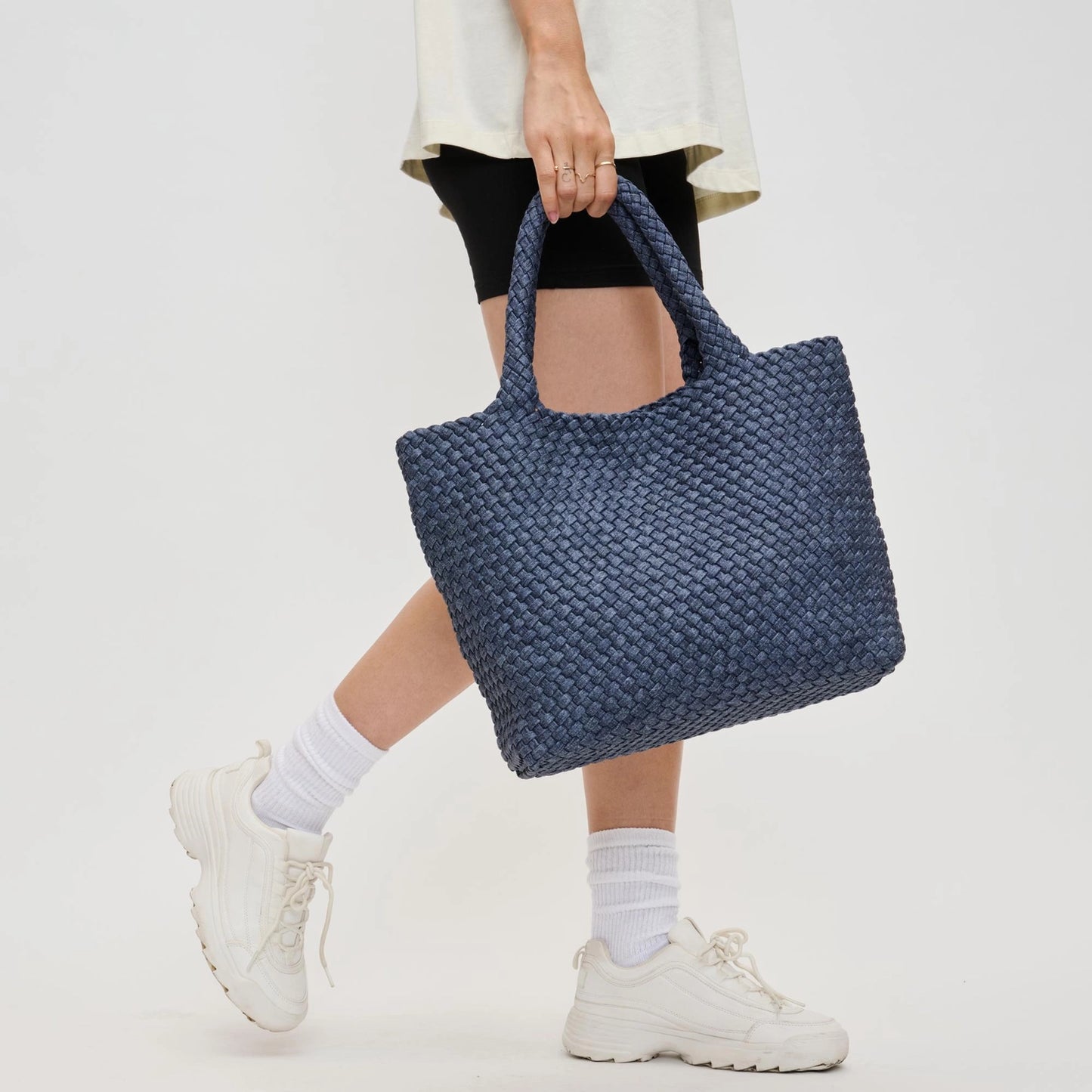 Sky's The Limit - Medium Woven Neoprene Tote - Dark Denim