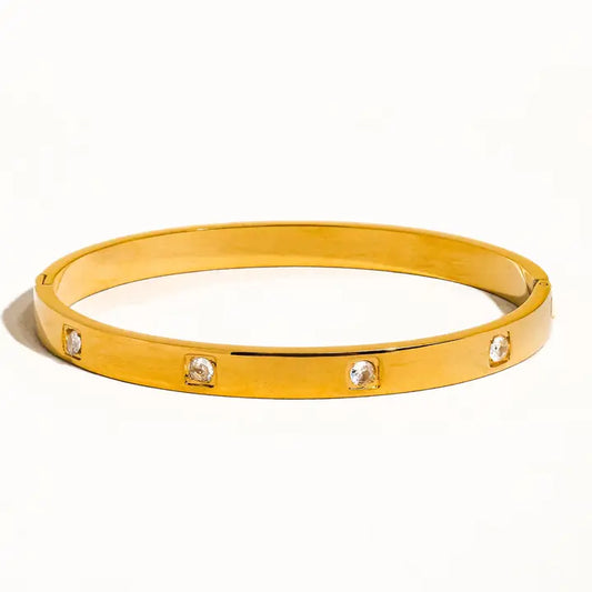 Neil 18K Gold Non-Tarnish Classic CZ Bangle - Yellow Gold