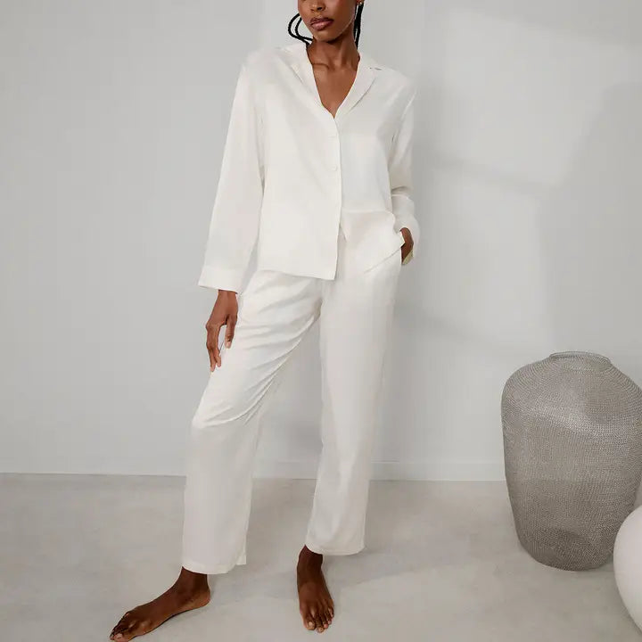 Lunya - Washable Silk Long Sleeve Pant - Tranquil White