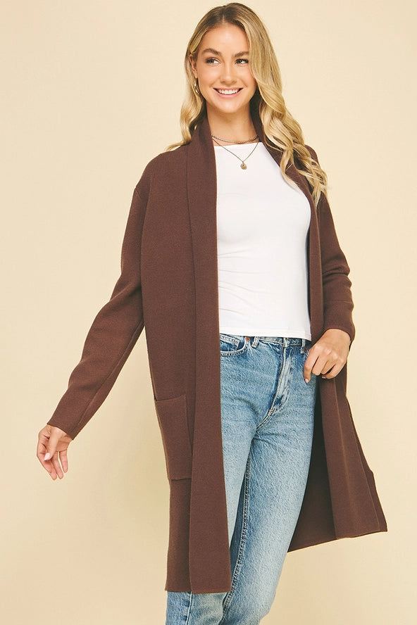 Open Knit Cardigan - Espresso