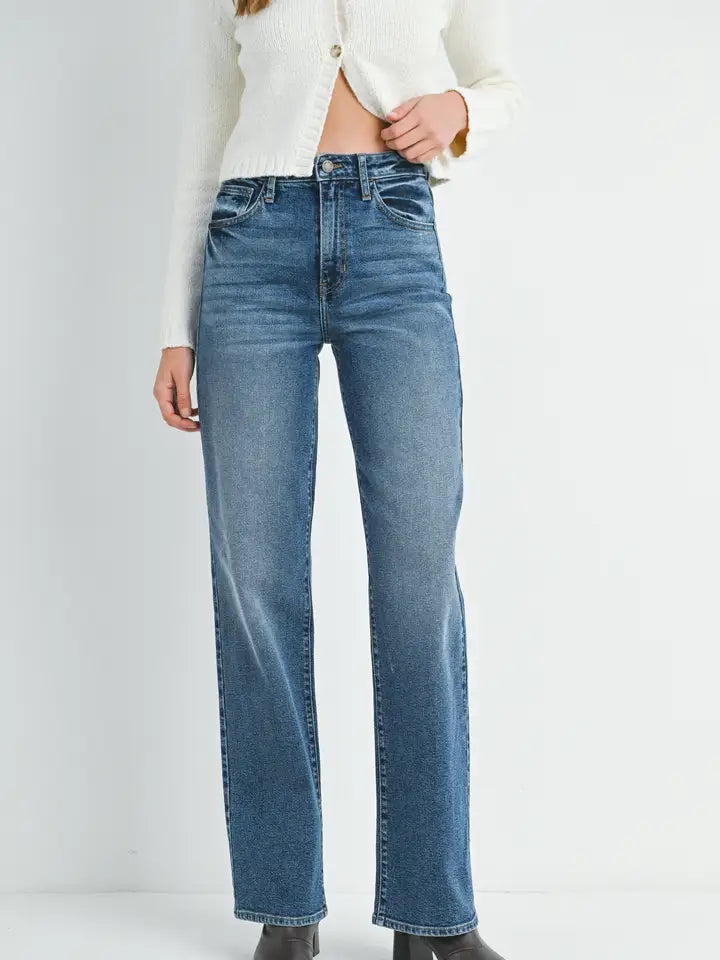 Long Length Straight Jean - Dark Denim