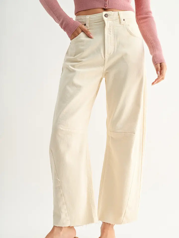 Barrel Jean with Seams - Almond