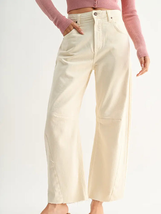 Barrel Jean with Seams - Almond