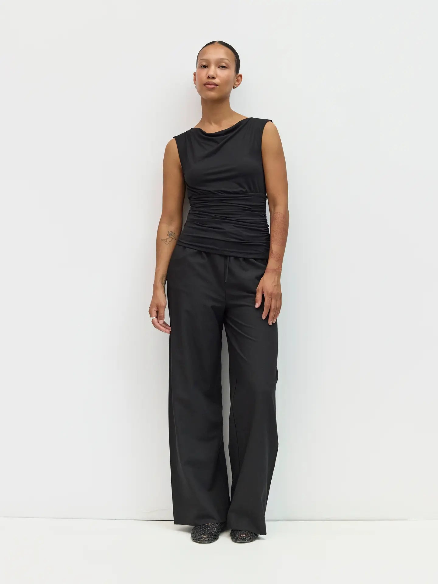 Cowl Neck Modal Top - Black