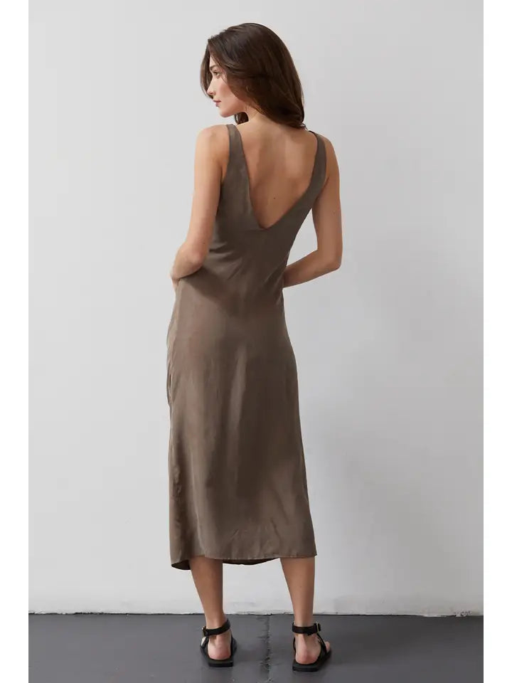 Jossalyn Shirred Midi Dress - Espresso