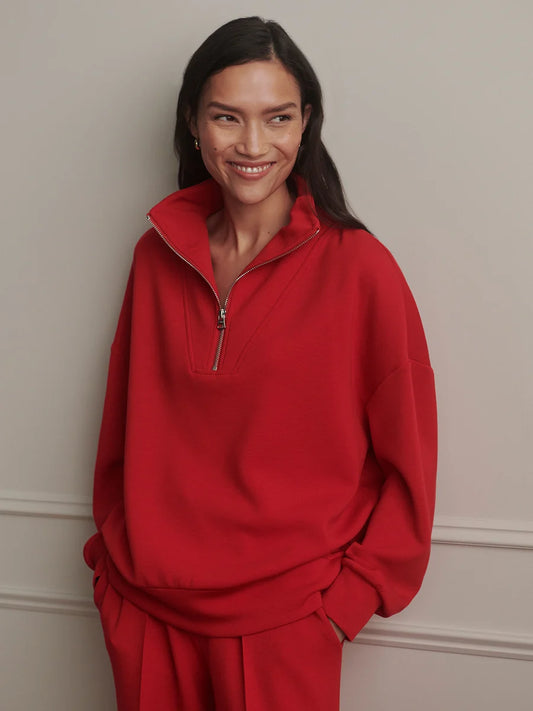 Varley - Hawley Half Zip Sweat - Red Marl