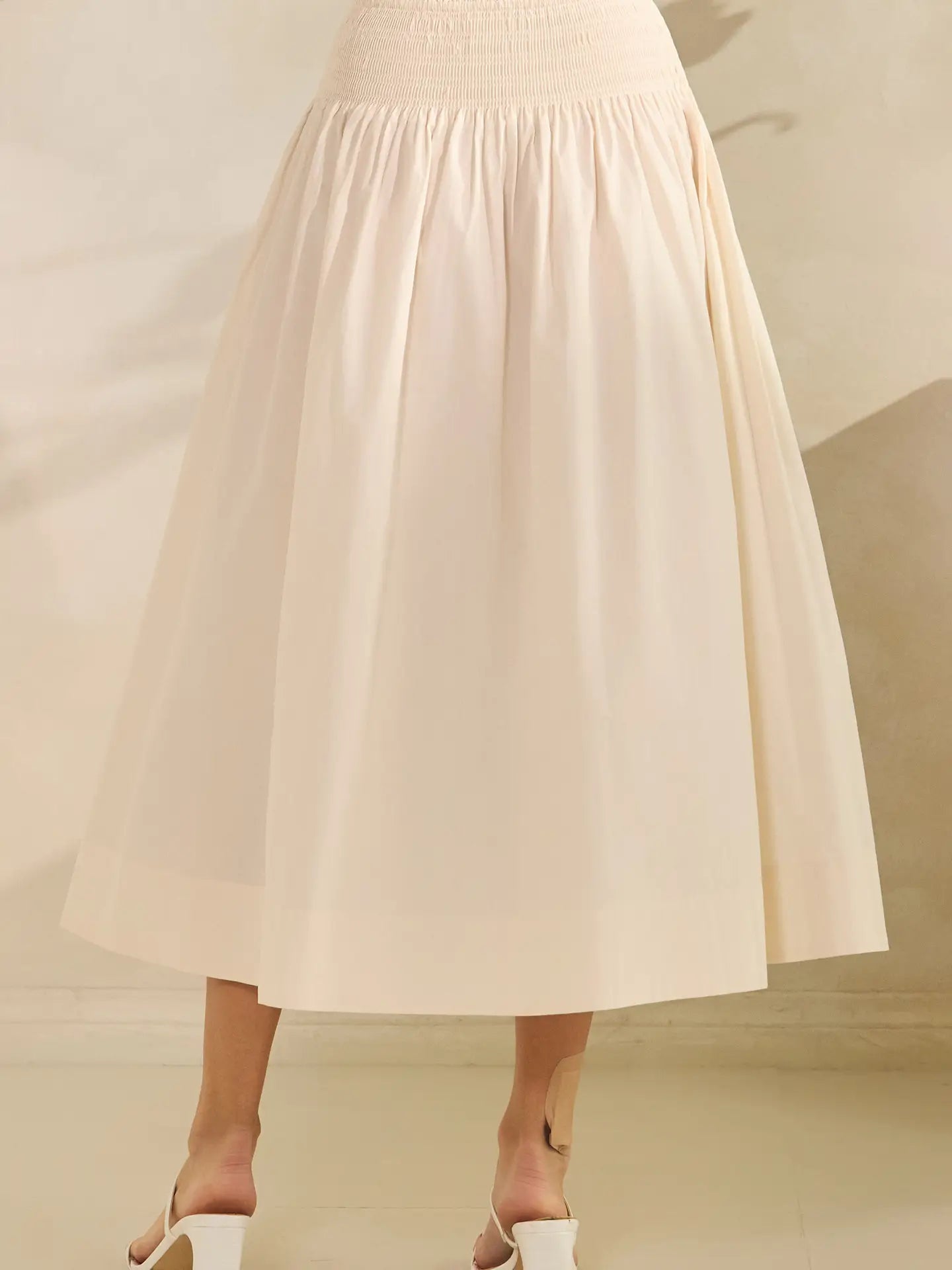 Smocked Maxi Skirt - Cream