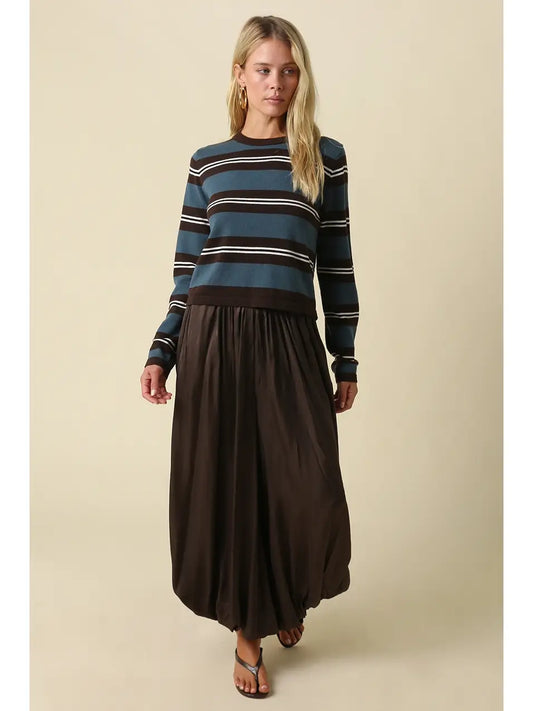 Addison Stripe Knit Top - Brown Teal