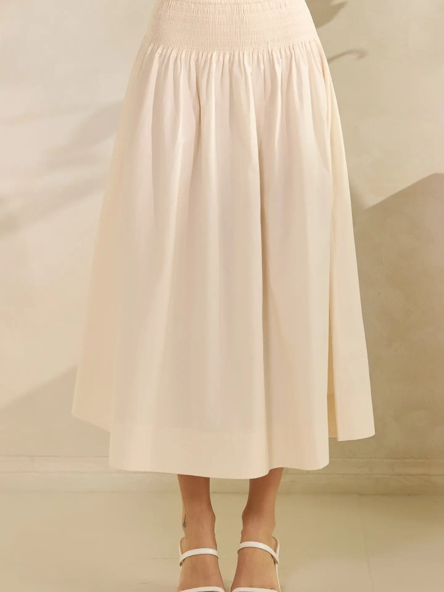 Smocked Maxi Skirt - Cream