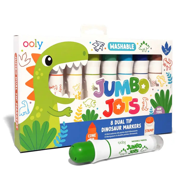 OOLY - Jumbo Jots Dual Tip Dinosaur Markers - Set of 8