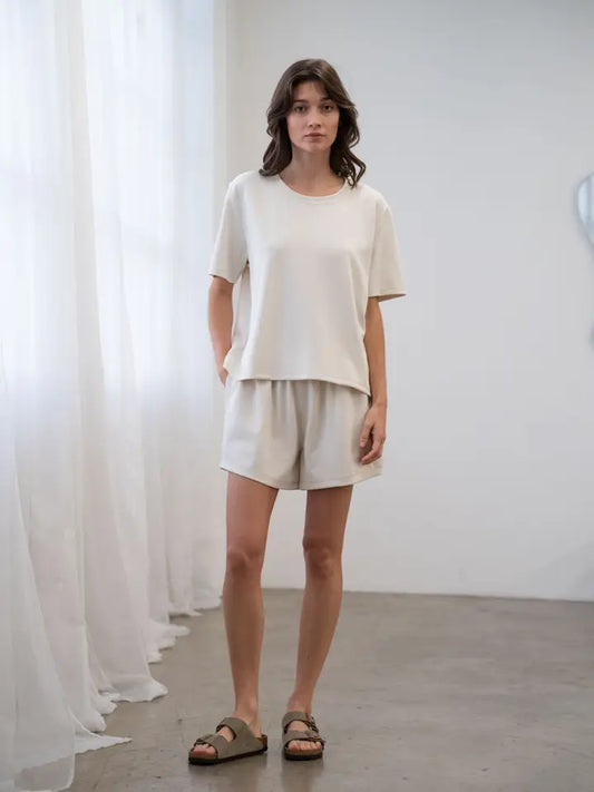 Regular Crew Neck Soft T-Shirt - Ivory