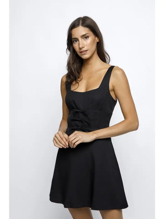 Bow Bodycon Mini Dress - Black