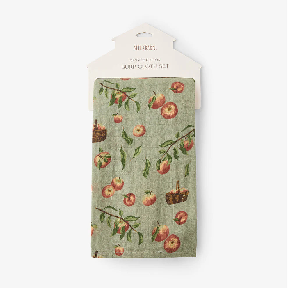 Milkbarn - Organic Muslin Burp Cloth Set - Apple Orchard