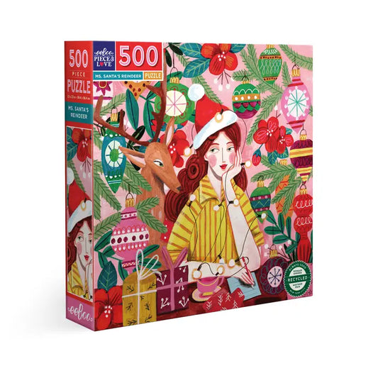 eeBoo - 500 Piece Puzzle - Mr. Santa's Reindeer