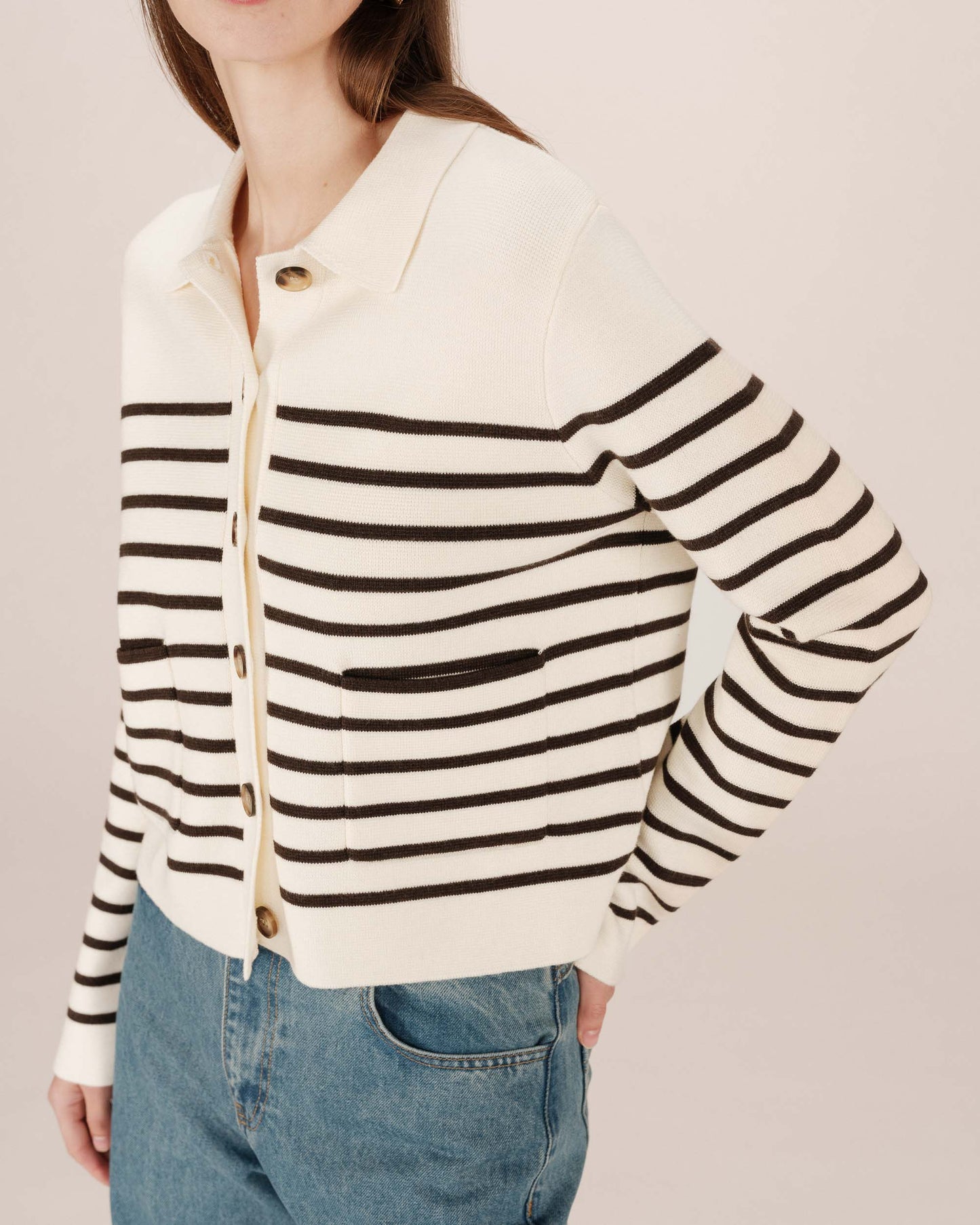 The Sailor Cardigan - Chocolate Stripe
