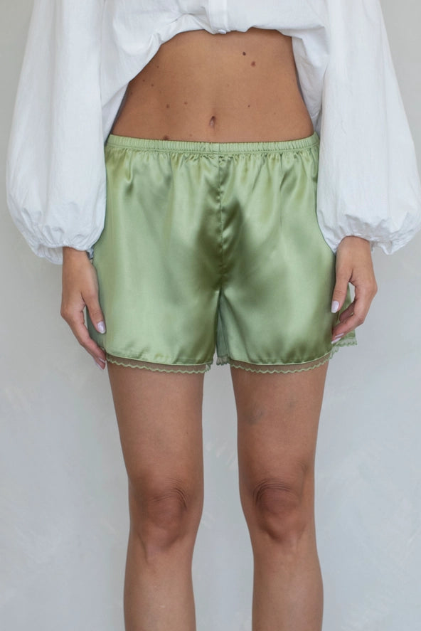 Lia Satin Shorts - Green