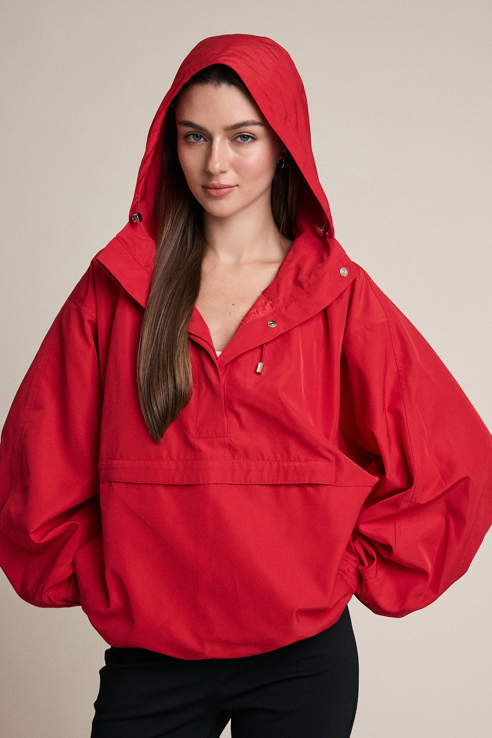 Oversized Hooded Pullover - Red