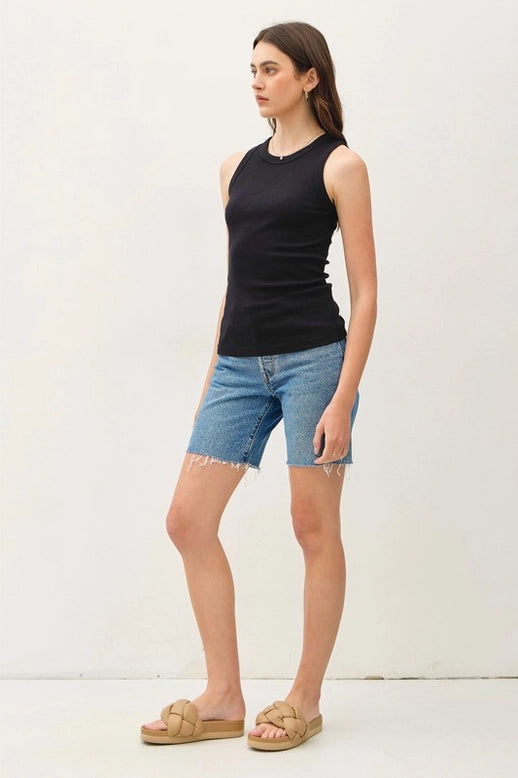 Round Neck Basic Tank - Black