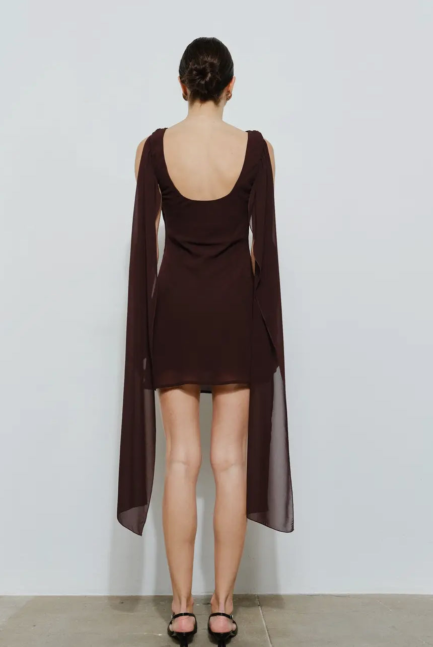 Callista Draped Mini Dress - Black Cherry
