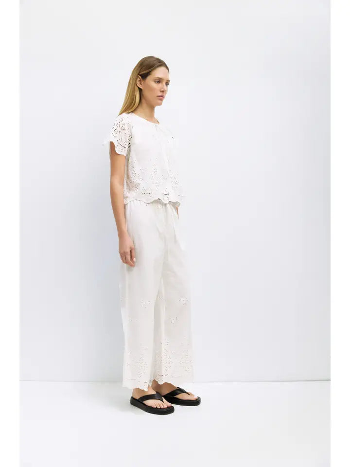 The Eyelet Pant - White