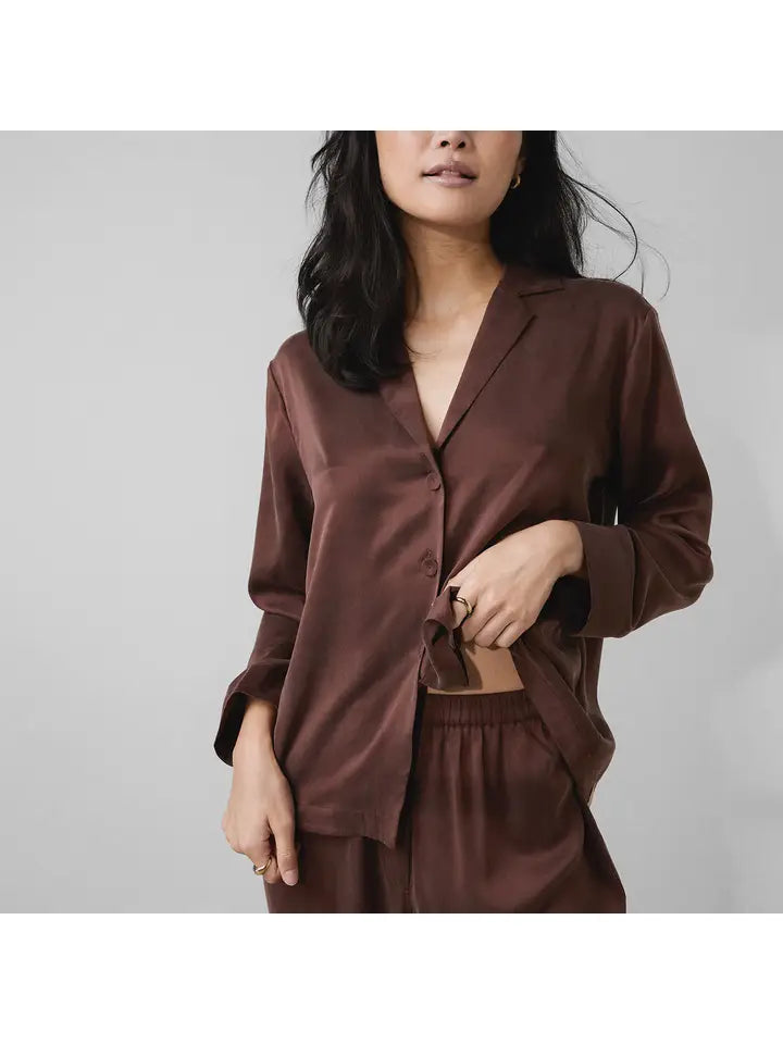 Lunya - Washable Silk Long Sleeve Pant Set - Dozing Umber