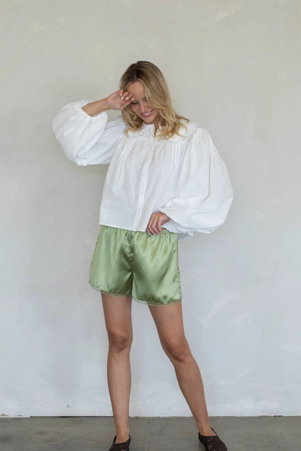Lia Satin Shorts - Green