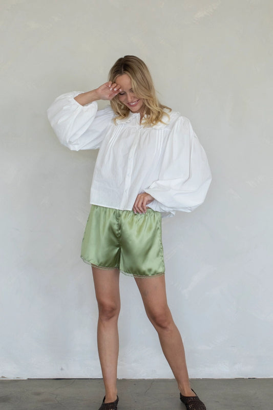 Lia Satin Shorts - Green