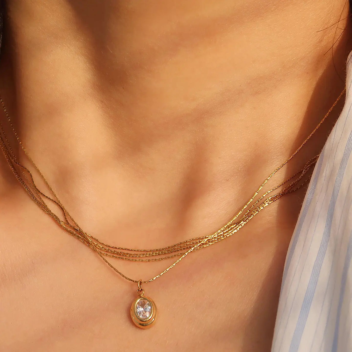 Cornelia 18K Non-Tarnish Gemstone Necklace - Yellow Gold