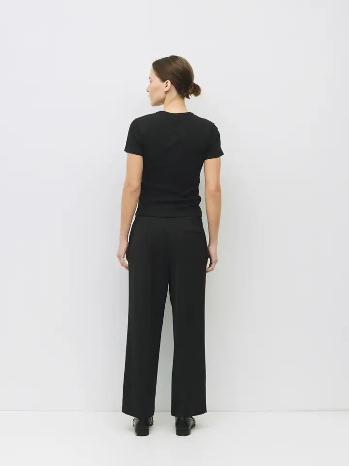 Ribbed Short Sleeve T-Shirt - Black