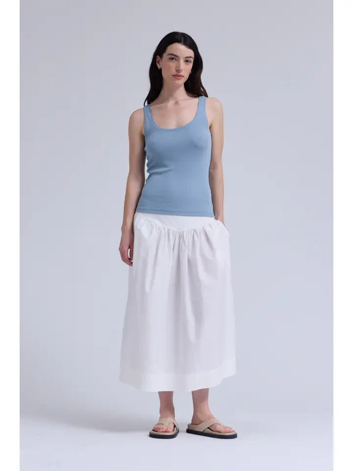 Grade + Gather - Gathered Poplin Skirt - Off White