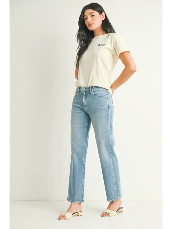 Stretchy Straight Jeans - Light Denim