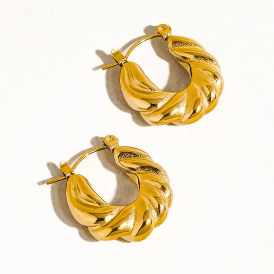 18K Braided Hoop Earring - Gold