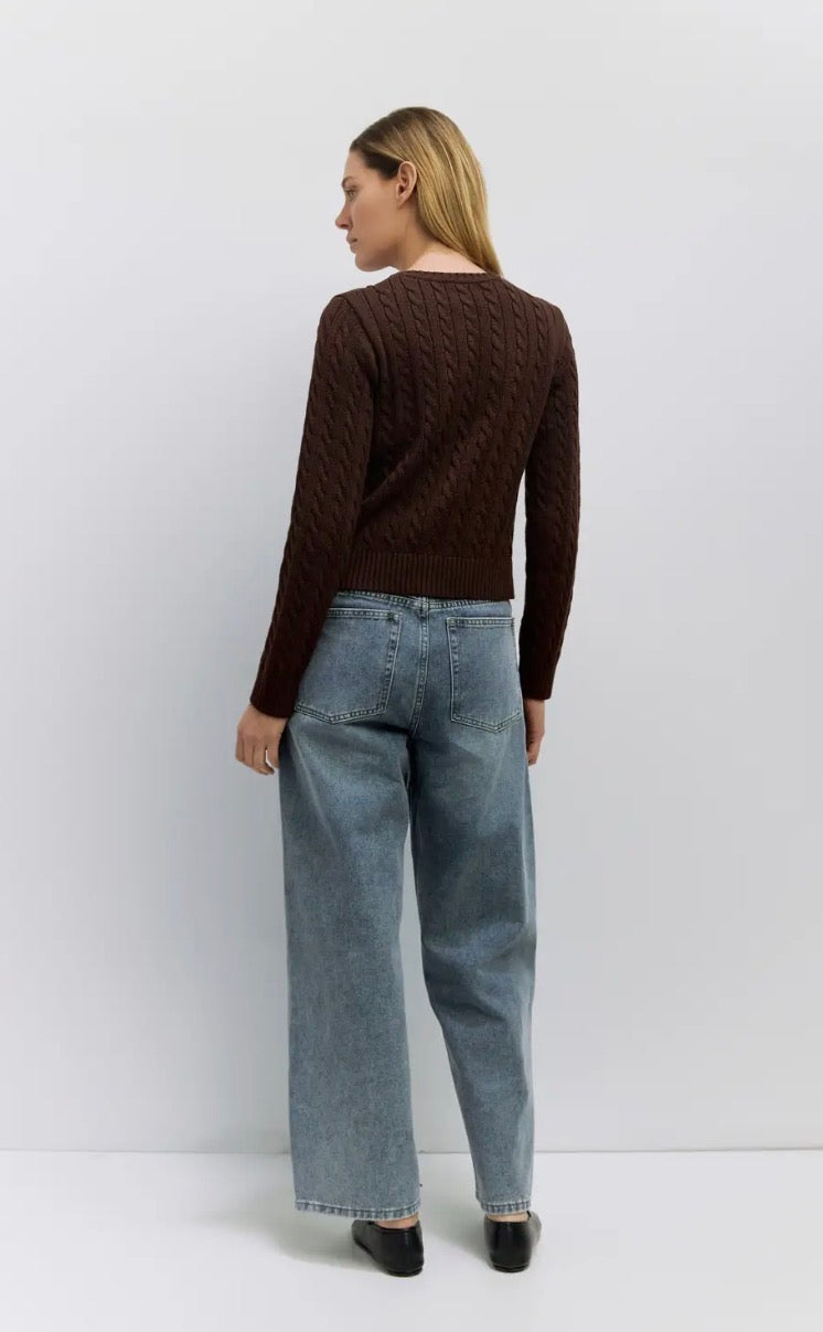Cable Knit Cardigan - Chocolate