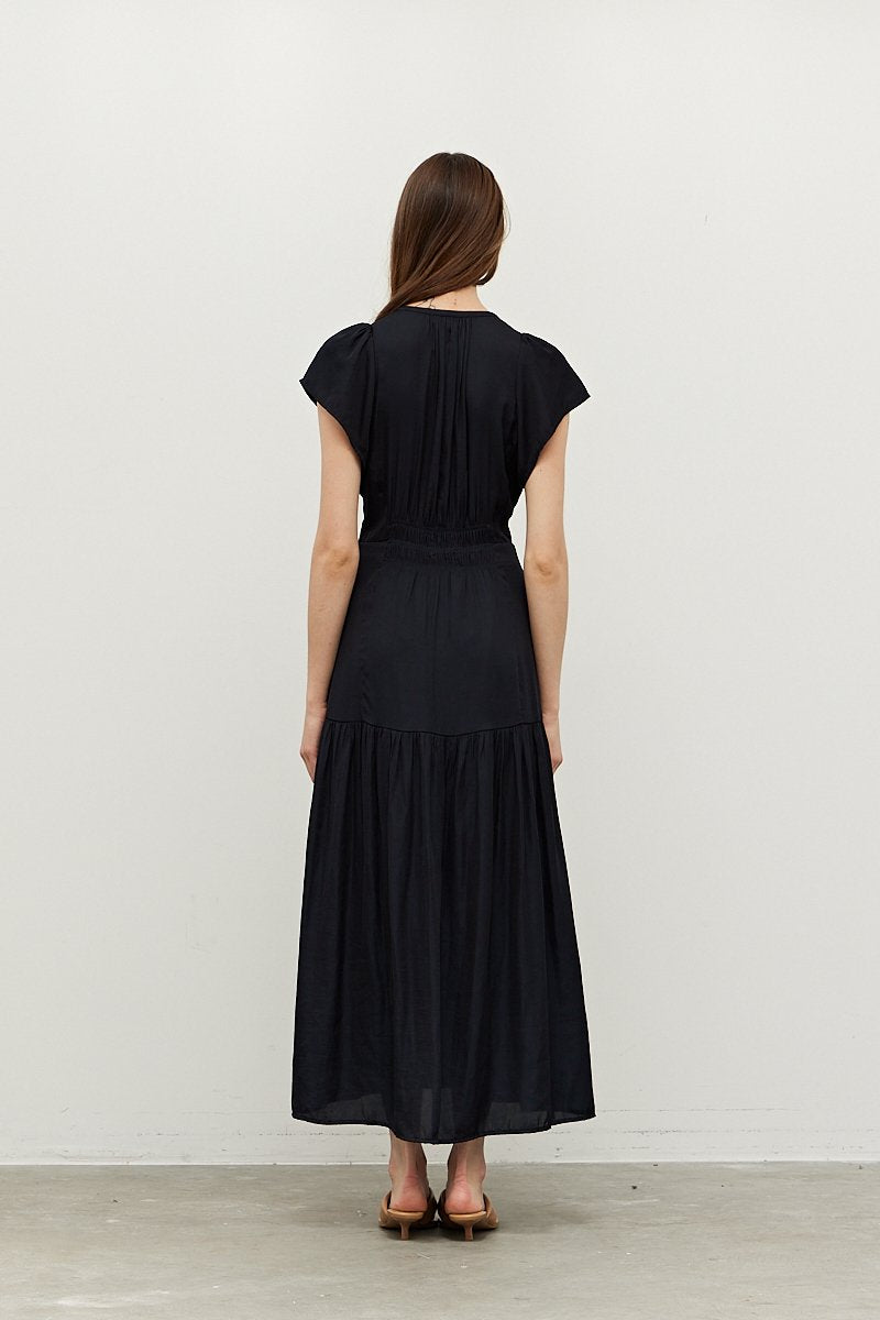 Grade + Gather - Ruffle Midi Dress - Eclipse