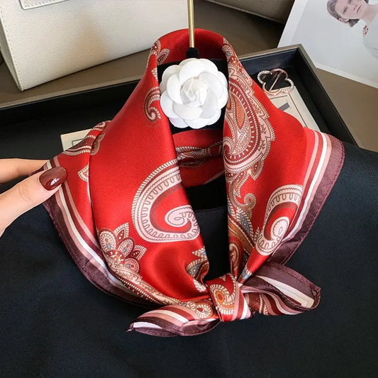 Silk Square Scarf - Red Paisley