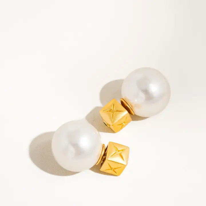 18K Gold Large Pearl Studs