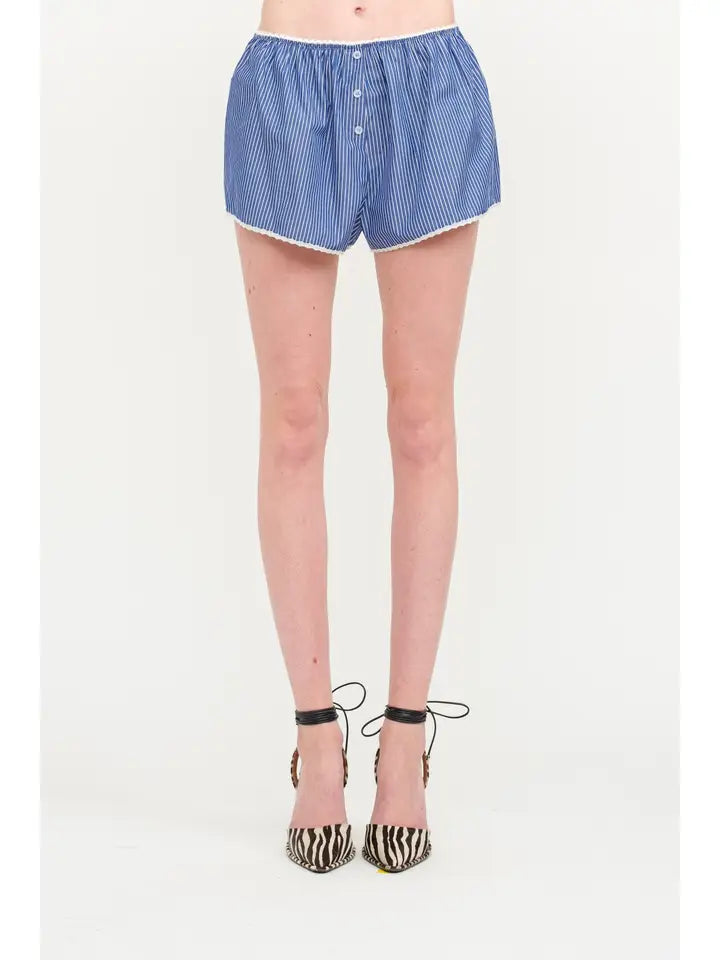 Elise Striped Shorts - Navy