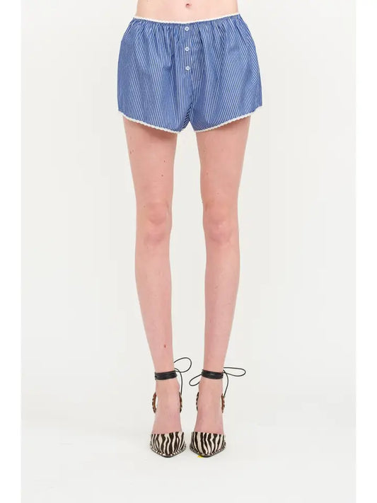 Elise Striped Shorts - Navy