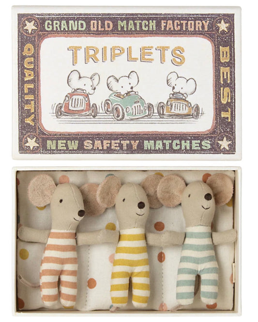 Maileg - Triplets, Baby Mice in Matchbox