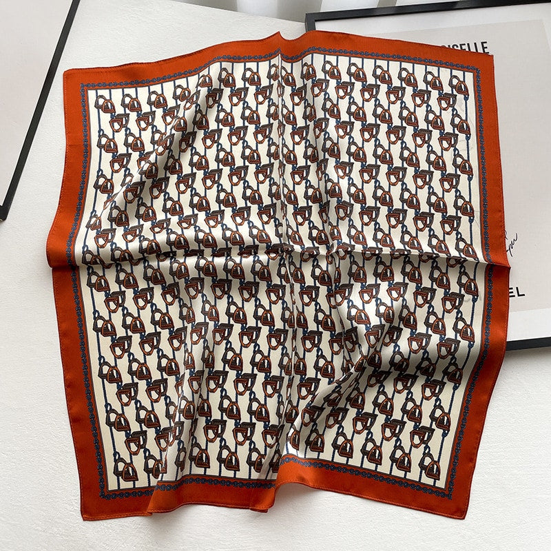 Silk Square Scarf - White Chain