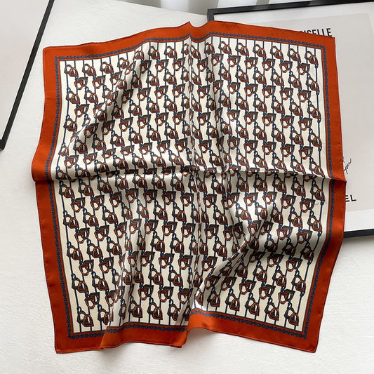 Silk Square Scarf - White Chain