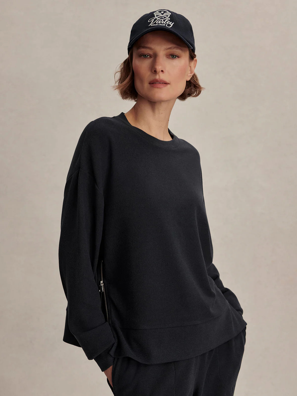 Varley - Horton Side Zip Active Sweat - Navy Marl