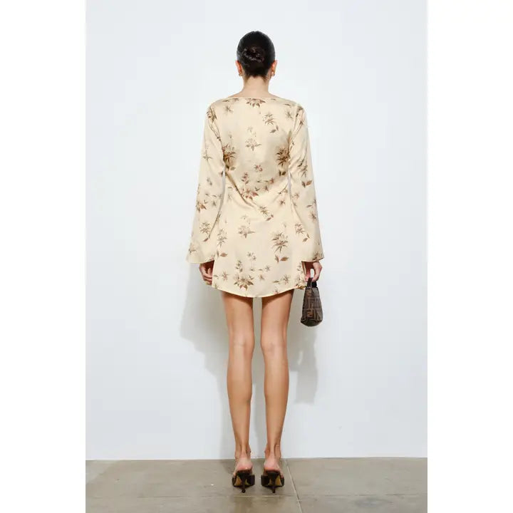 Nadia Tie Front Mini Dress - Buttercream