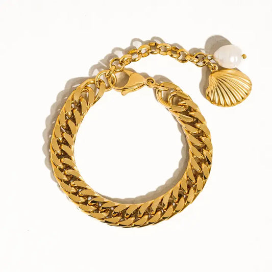 Tossa 18K Gold Non-Tarnish Shell Chain Bracelet