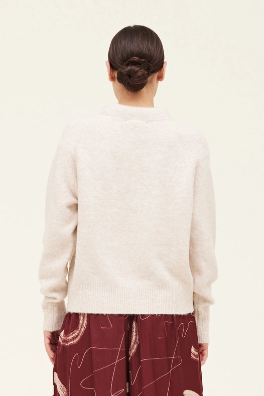 Grade + Gather - Padded Neckline Sweater - Oat