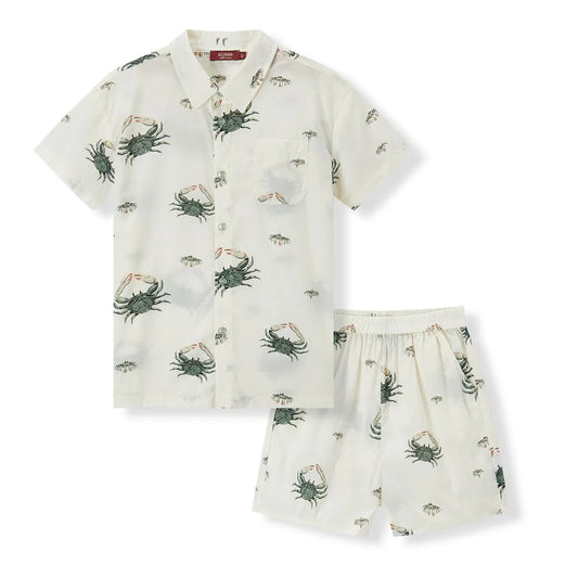 Milkbarn - Button Up Shirt + Short Set - Coastal Crab
