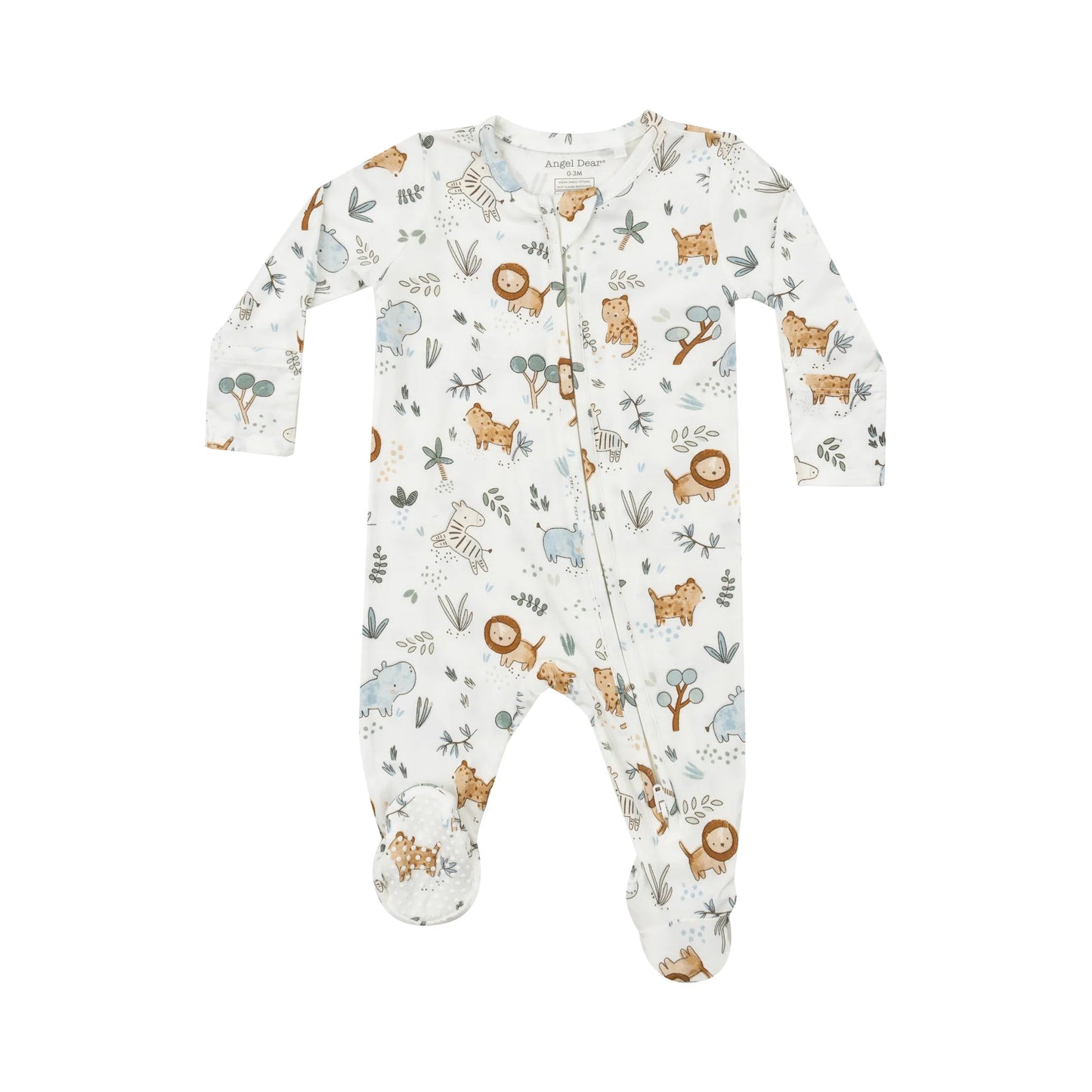 Two Way Zipper Footie - Delicate Safari